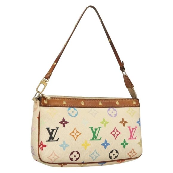 LOUIS VUITTON Monogram Multicolor Pochette Pouch White M92649 LV Auth 135545 - Picture 1 of 16